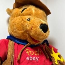 Winnie l'Ourson 23 en peluche Cowboy Disney Store Grand Peluche Usagé Livraison Gratuite