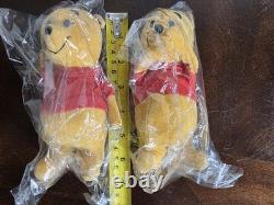 Winnie l'Ourson Années 1960 2 Lots Nouveaux Scellés Walt Disney Peluches Vintage NOS 6,5 pouces