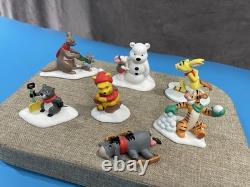 Winnie l'Ourson Figurines en Porcelaine Vintage des Années 1990 Village Enneigé Lapin Tigrou