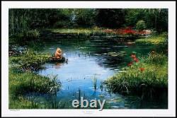 Winnie l’Ourson à la pêche, estampe signée Ellenshaw, artiste Disney, provenant de sa succession, OH